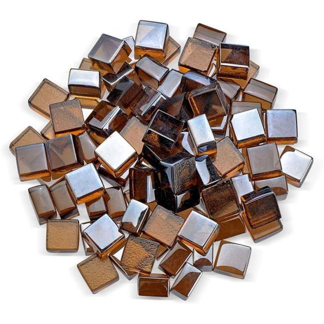 Copper Luster 0.5" Tempered Glass Fire Pit Cubes - 10 lbs