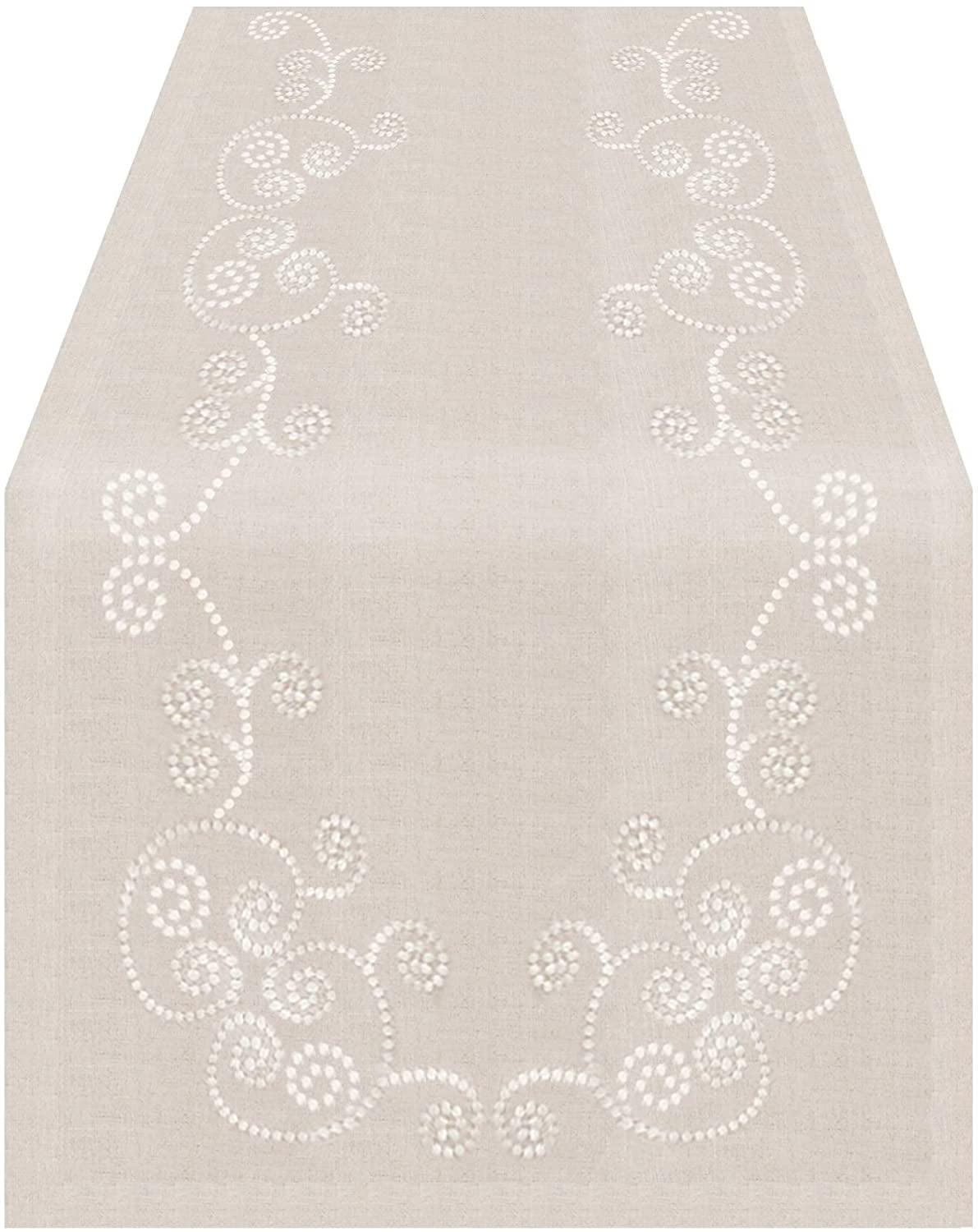 Saro Lifestyle Swirl Embroidered Table Runner