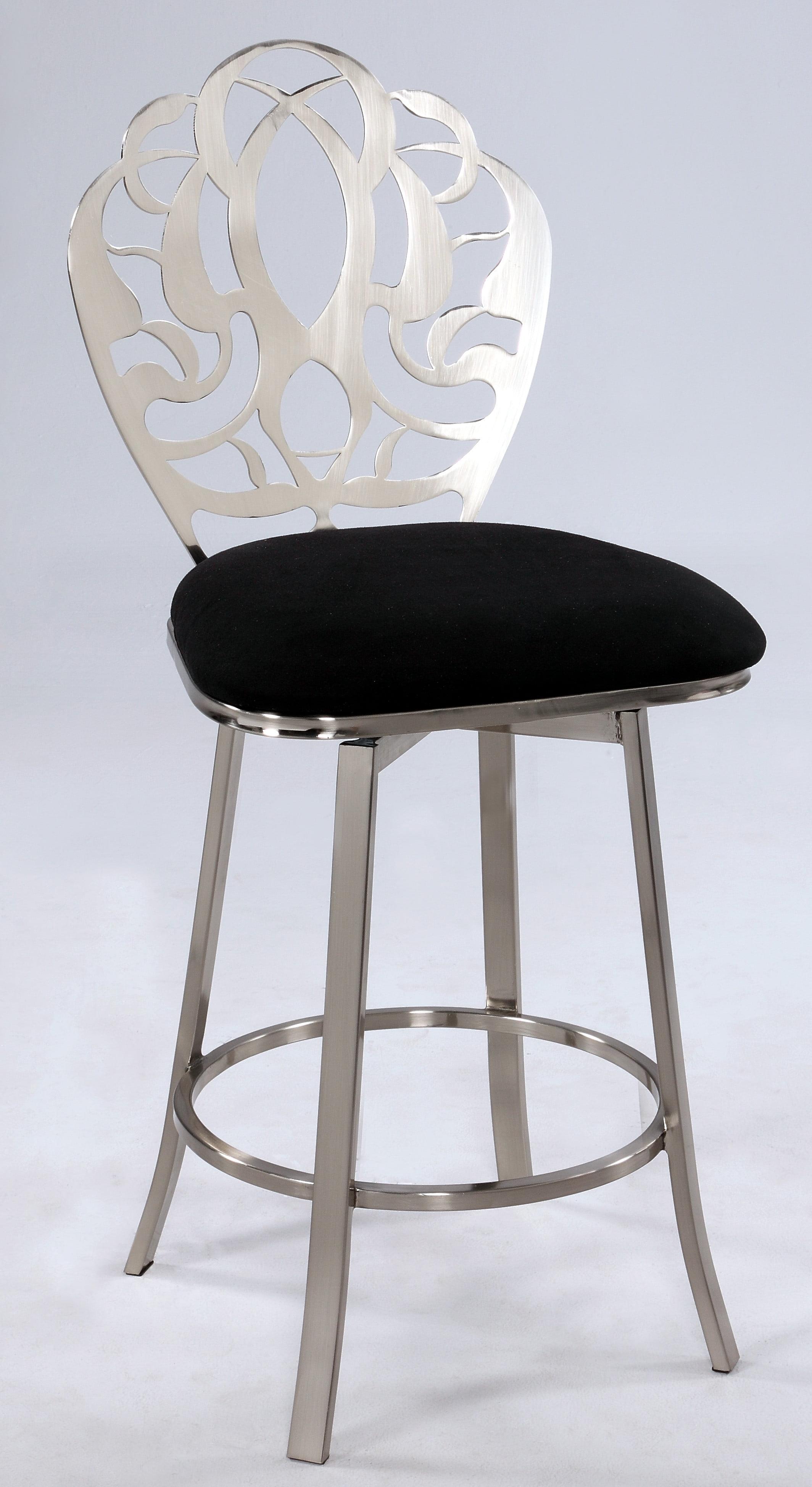 Elegant Laser Cut Memory Swivel Counter Stool in Satin Black