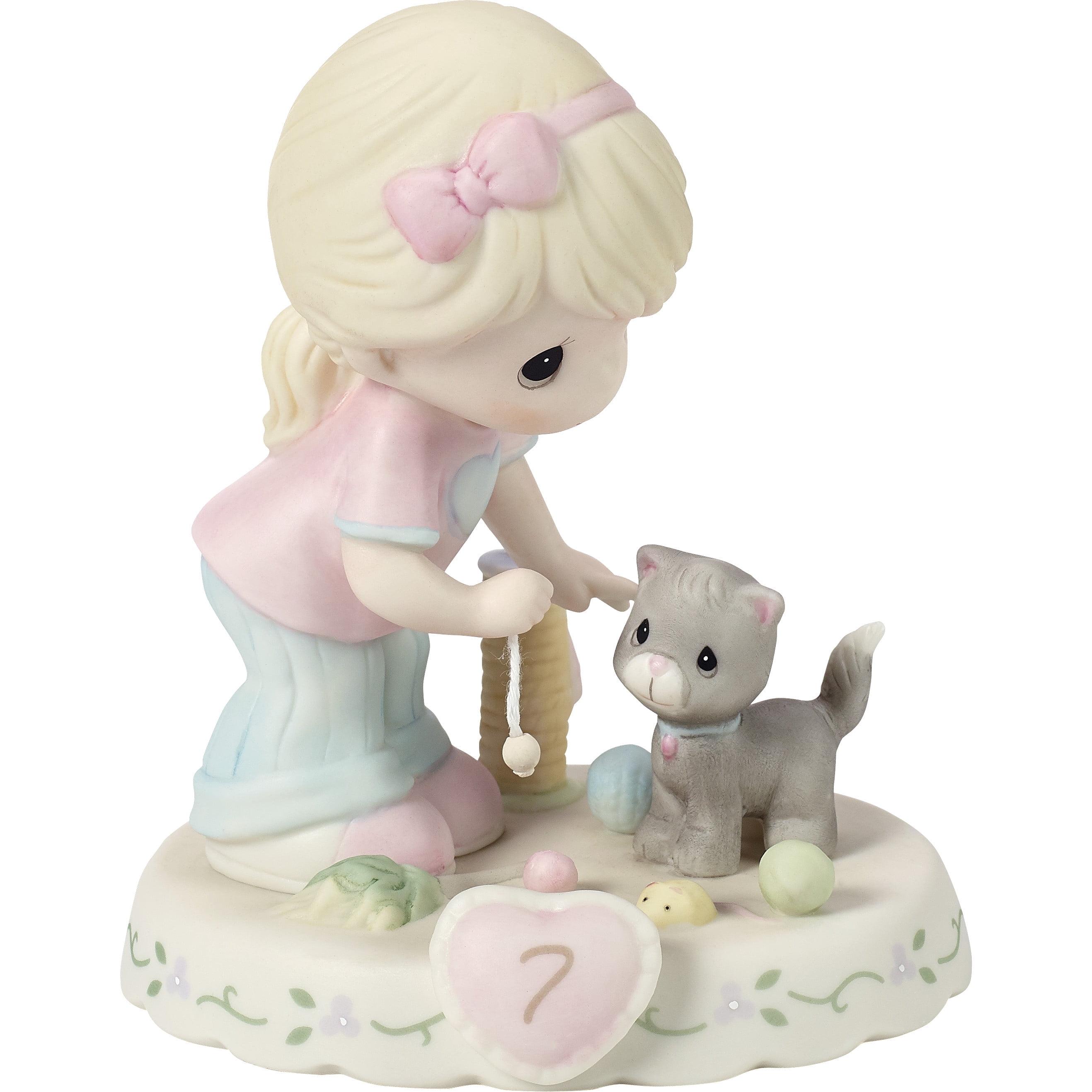 Blonde Girl with Kitten Porcelain Figurine, 4.8 Inches