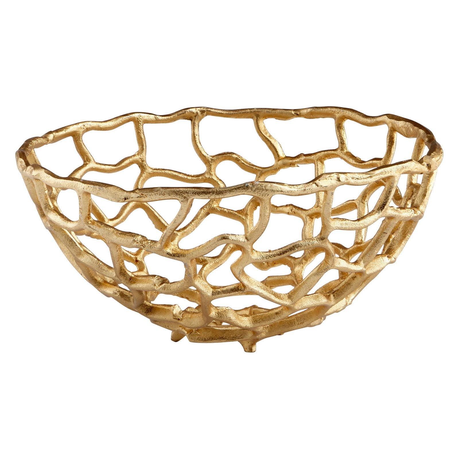 Enigma Gold Finish Contemporary Metal Bowl - 15" Wide