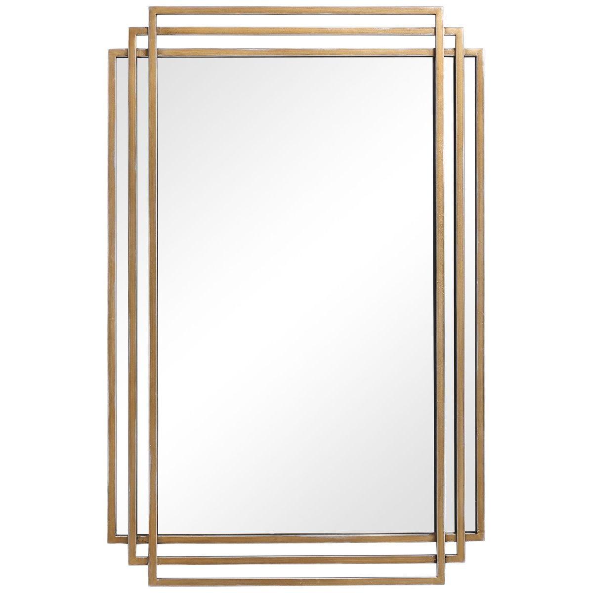 Amherst Rectangular Brushed Gold Iron Wall Mirror