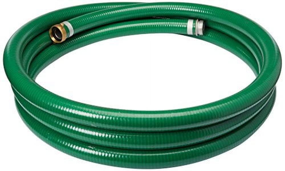 Gloxco Heavy Duty Green PVC Suction Hose for Water Transfer, 70 PSI Max Pressure, 1-1/2" Inside Diameter, 20 ft Length