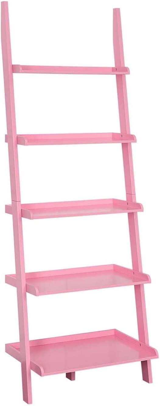 American Heritage Light Pink 5-Tier Wooden Ladder Bookshelf