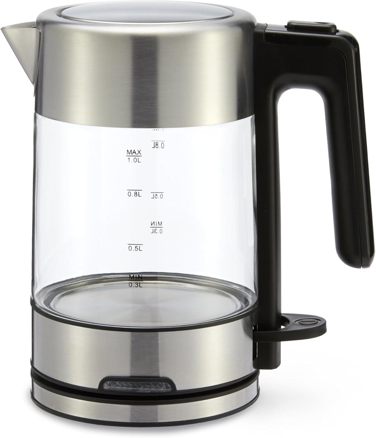 1.1-Qt (1.0L) Electric Kettle, Tea Kettle & Water Boiler, With Auto Shut-Off, Boil Dry Protection, High-Safety Strix Thermostat, BPA-Free, 1500W, Stainless Steel, Black & Silver
