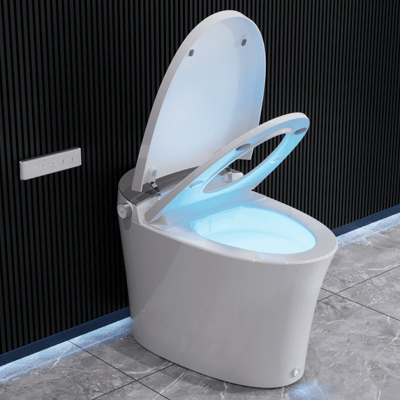 DeerValley DV-1S0150-V3 Smart Bidet Toilet Elongated, Auto Open/Close Lid, Seat Heat, Foot Kick & Blackout Flush, Premium