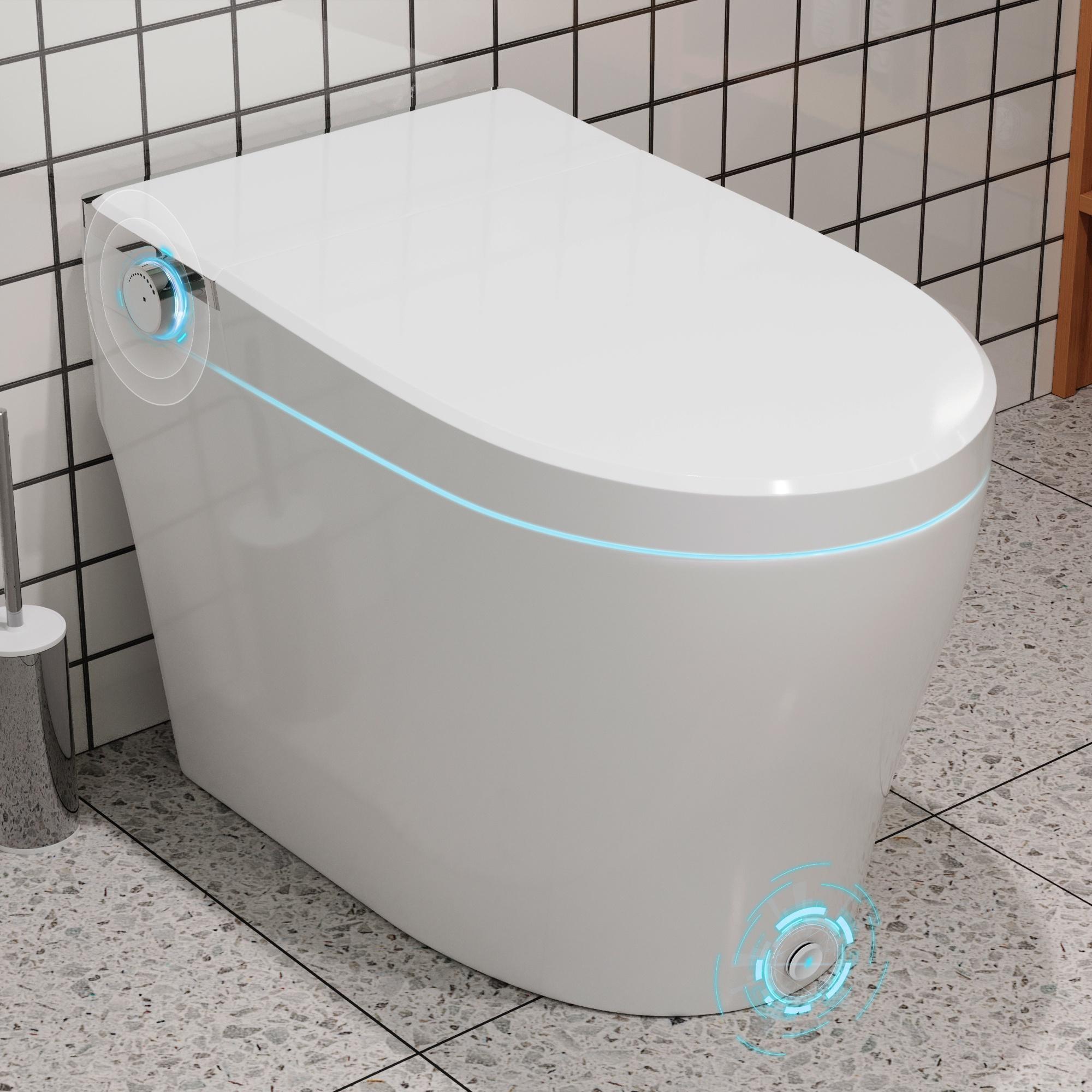 White Elongated Smart Toilet with Heated Seat and Night Light