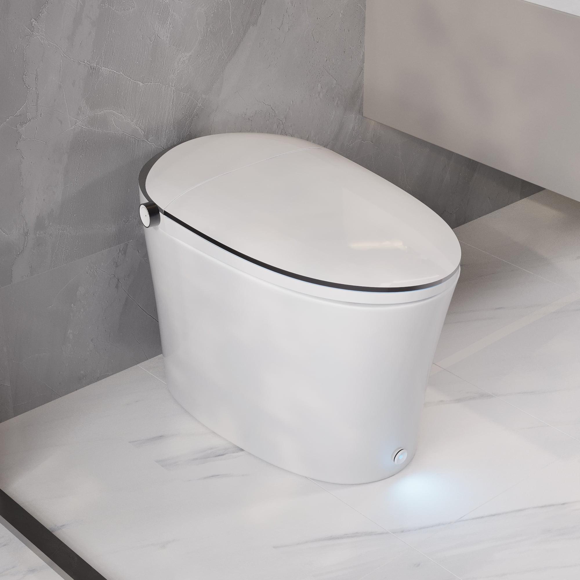 White Elongated Smart Toilet with Heated Seat and Night Light