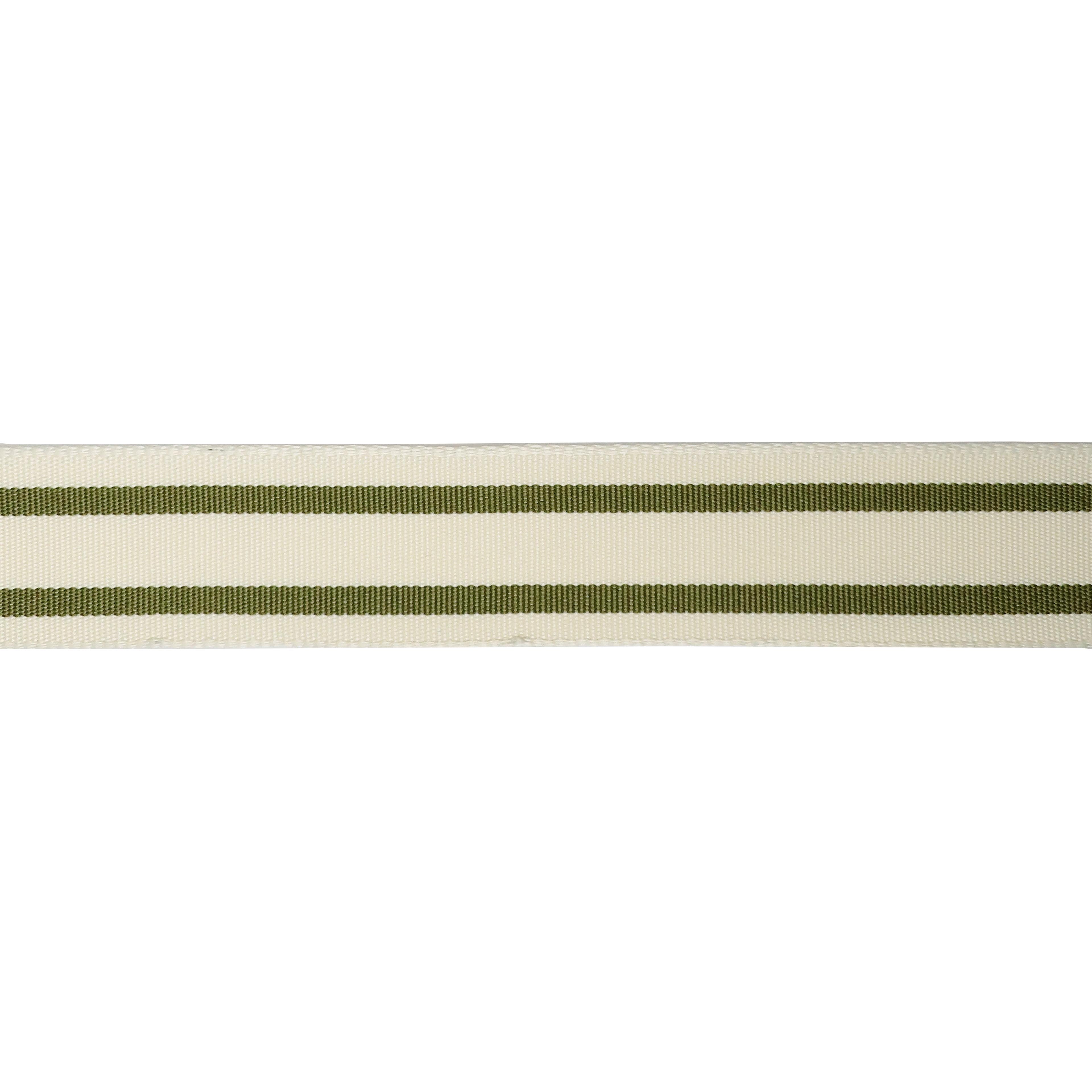 Olive and White Wired Ticking Stripe Ribbon 1.5" x 3 yd