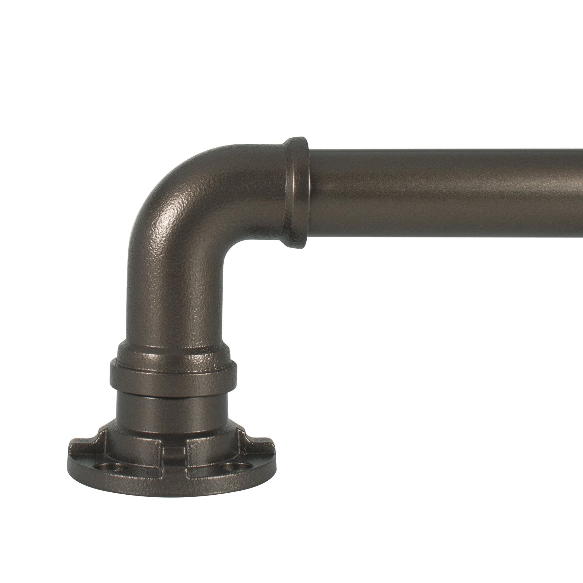 Adjustable Dark Bronze Industrial Curtain Rod with Finials 18-36"