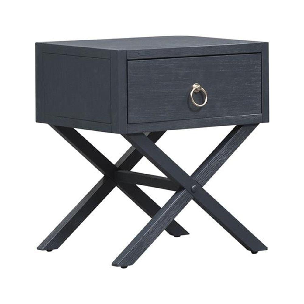 Gray Acacia Wood Rectangular Accent Table with Storage