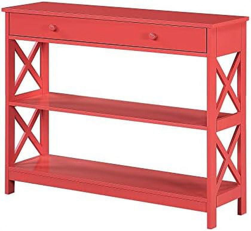 TiaGOC 1 Drawer Console Table with Shelves, Coral