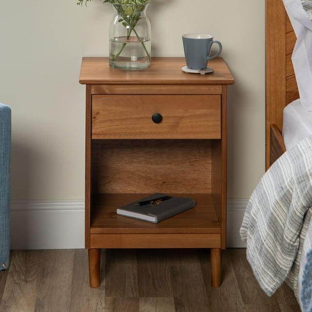 Millwood Pines Classic 1-Drawer Solid Wood Nightstand with Cubby - Caramel