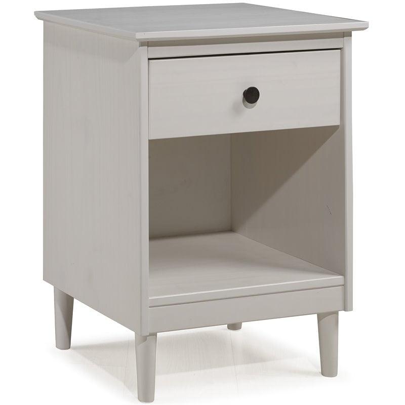 1 Drawer Solid Wood Nightstand in White