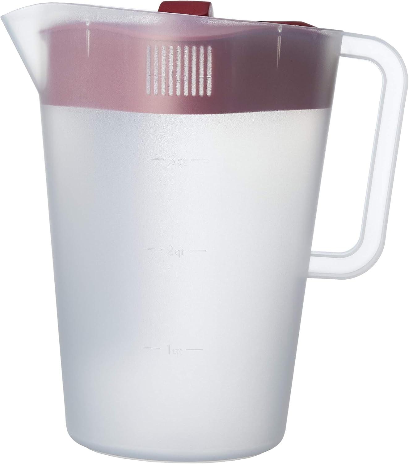 GoodCook Plastic Pitcher with 4 Way Lid - 1 Gallon - Red
