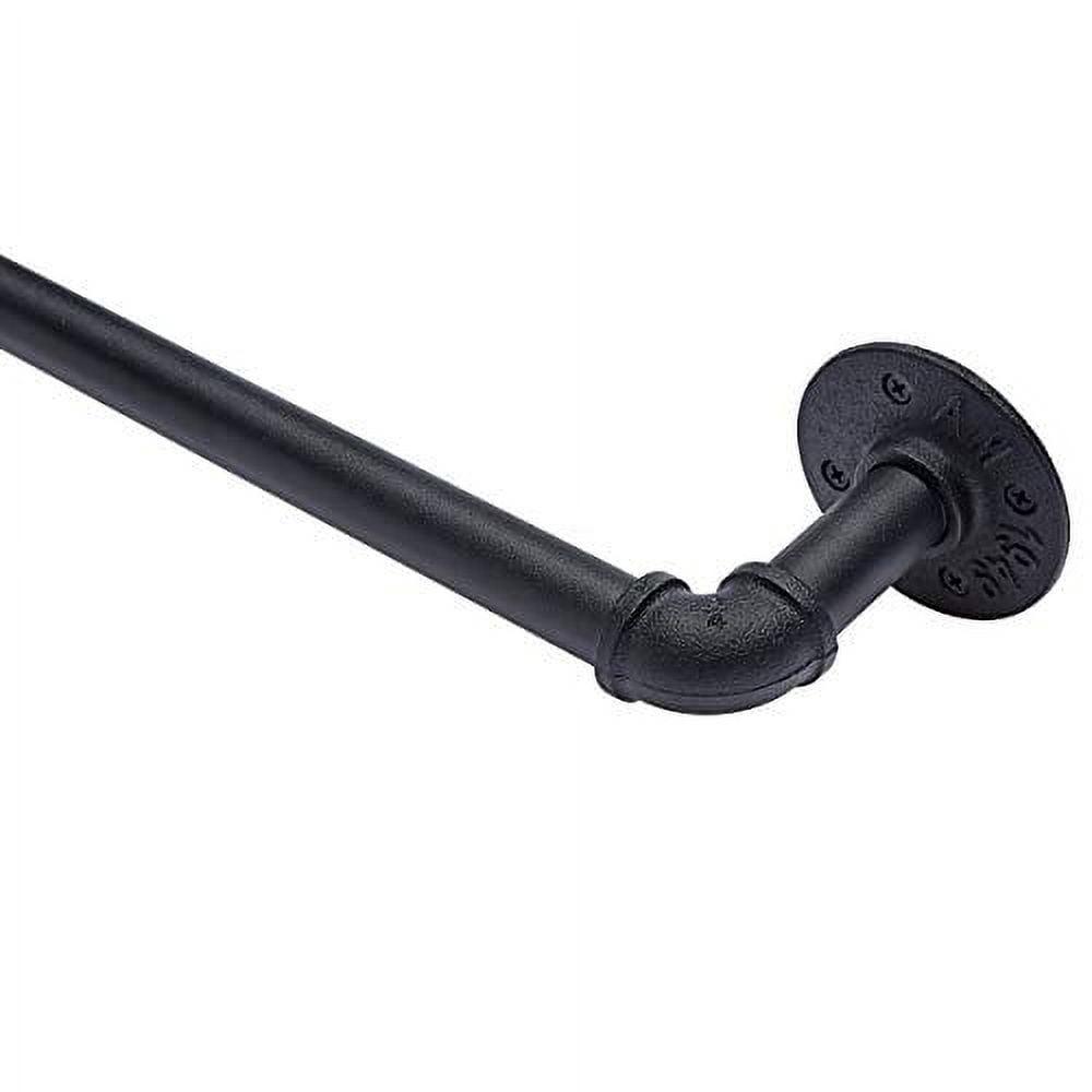 Black Industrial Ceiling Mounted L-Shaped Curtain Rod Set