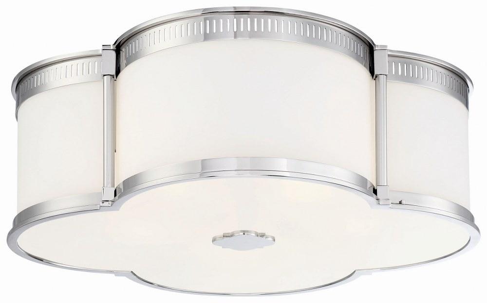 Minka Lavery Modern Ceiling Light Flush Mount Fixture 22" Polished Nickel Dimmable LED Etched White Glass for Bedroom Kitchen Home