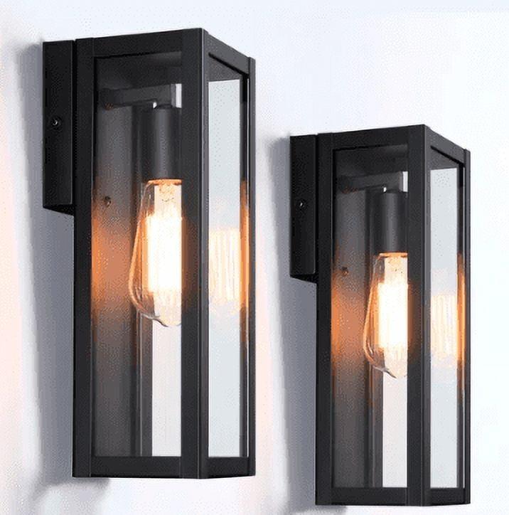 1-Light Outdoor Wall Light with Matte Black Finish & Clear Glass Shade