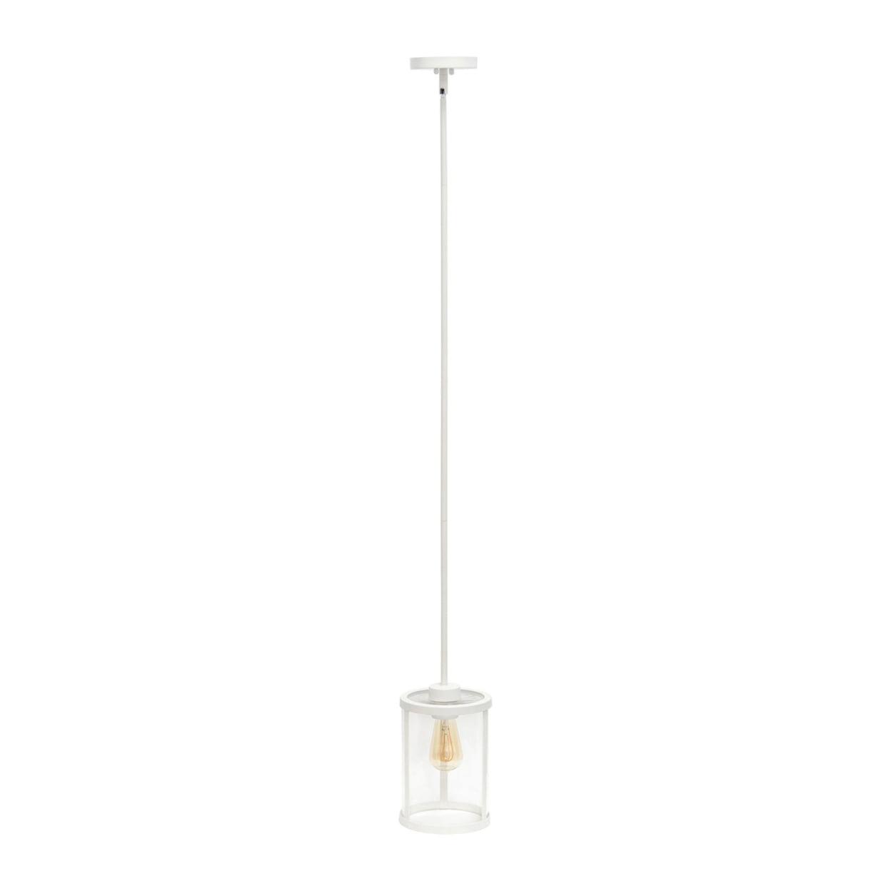 Farmhouse Chic 55" White Metal & Clear Glass Adjustable Pendant Light