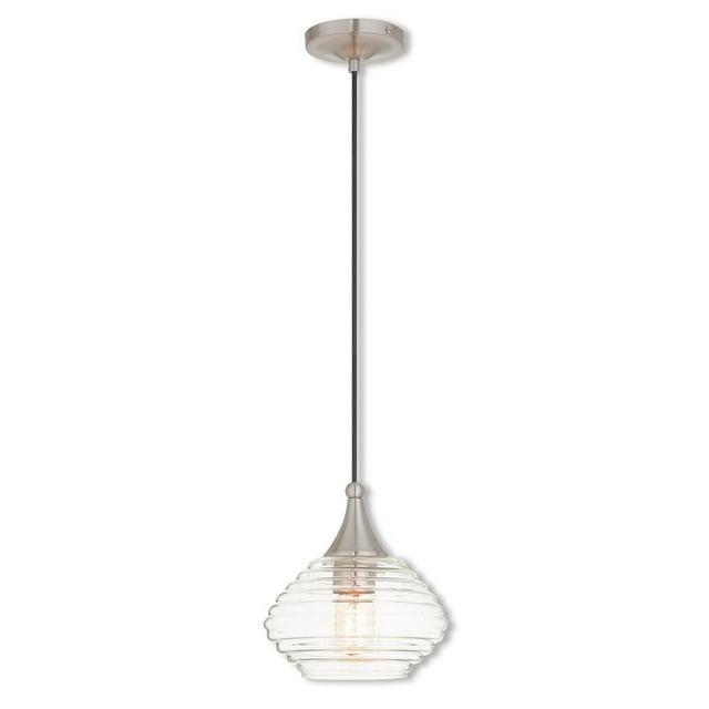 Livex Lighting Art Glass 1 - Light Pendant in  Brushed Nickel