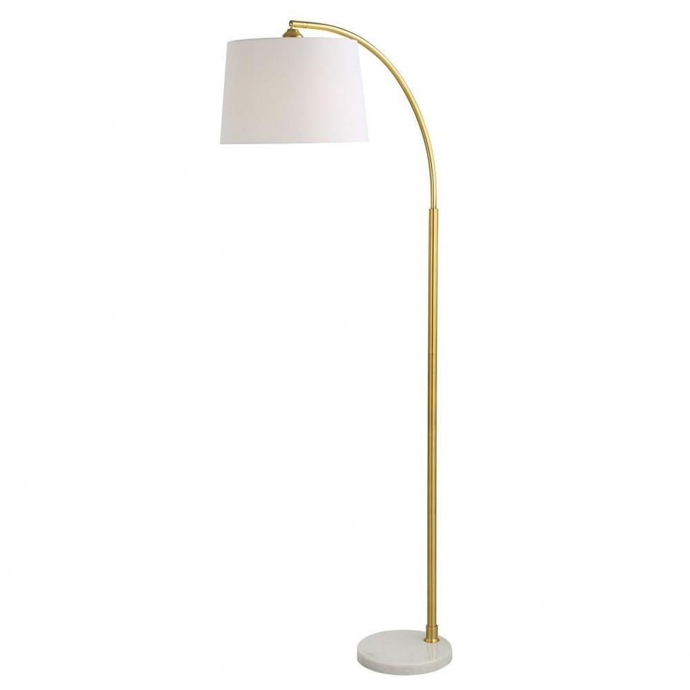 Adjustable Arc Floor Lamp with White Linen Shade and Marble Base