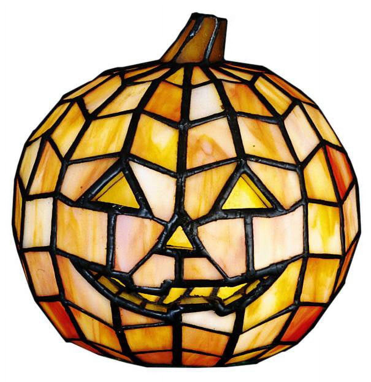 Pumpkin Orange Jack O'Lantern Stained Glass Accent Lamp