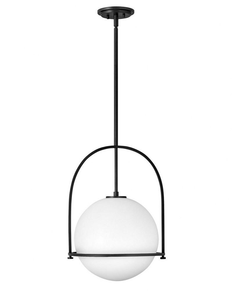 Somerset 15.5'' Black Globe Pendant Light with Etched Opal Glass