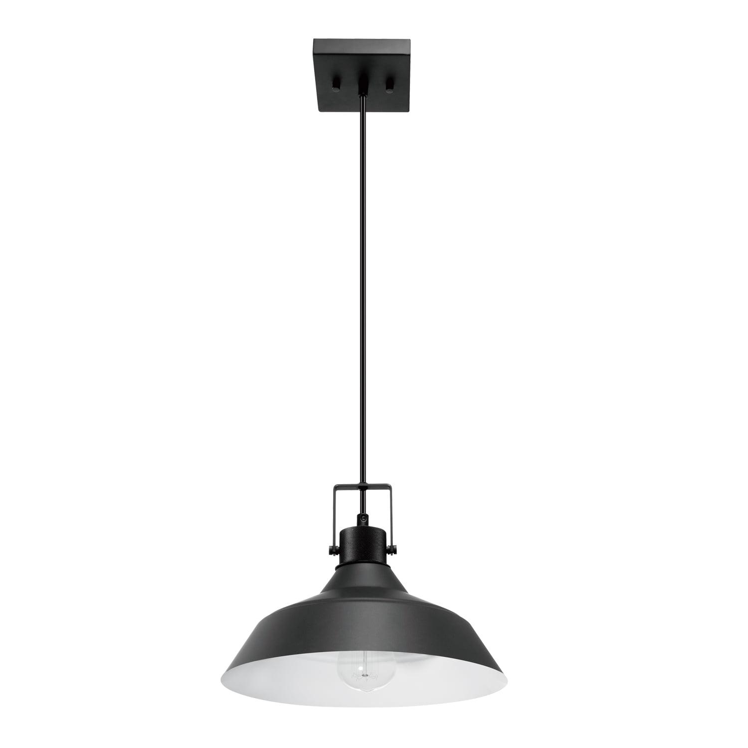 1-Light Matte Black Outdoor Indoor Pendant Lighting with Textured Socket