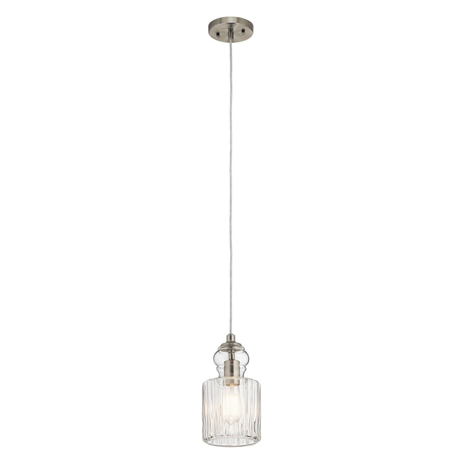 Riviera 5.75" Mini Pendant Light in Brushed Nickel with Clear Glass