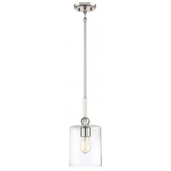 1 Light Mini Pendant In Transitional Style 14.5 Inches Tall By 7 Inches Wide-Polished Nickel Finish    -Traditional Installation Minka Lavery