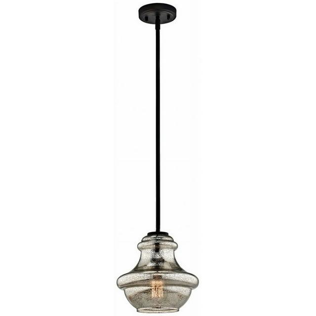 Everly 9.25" 1 Light Mini Schoolhouse Pendant Mercury Glass Brushed Nickel