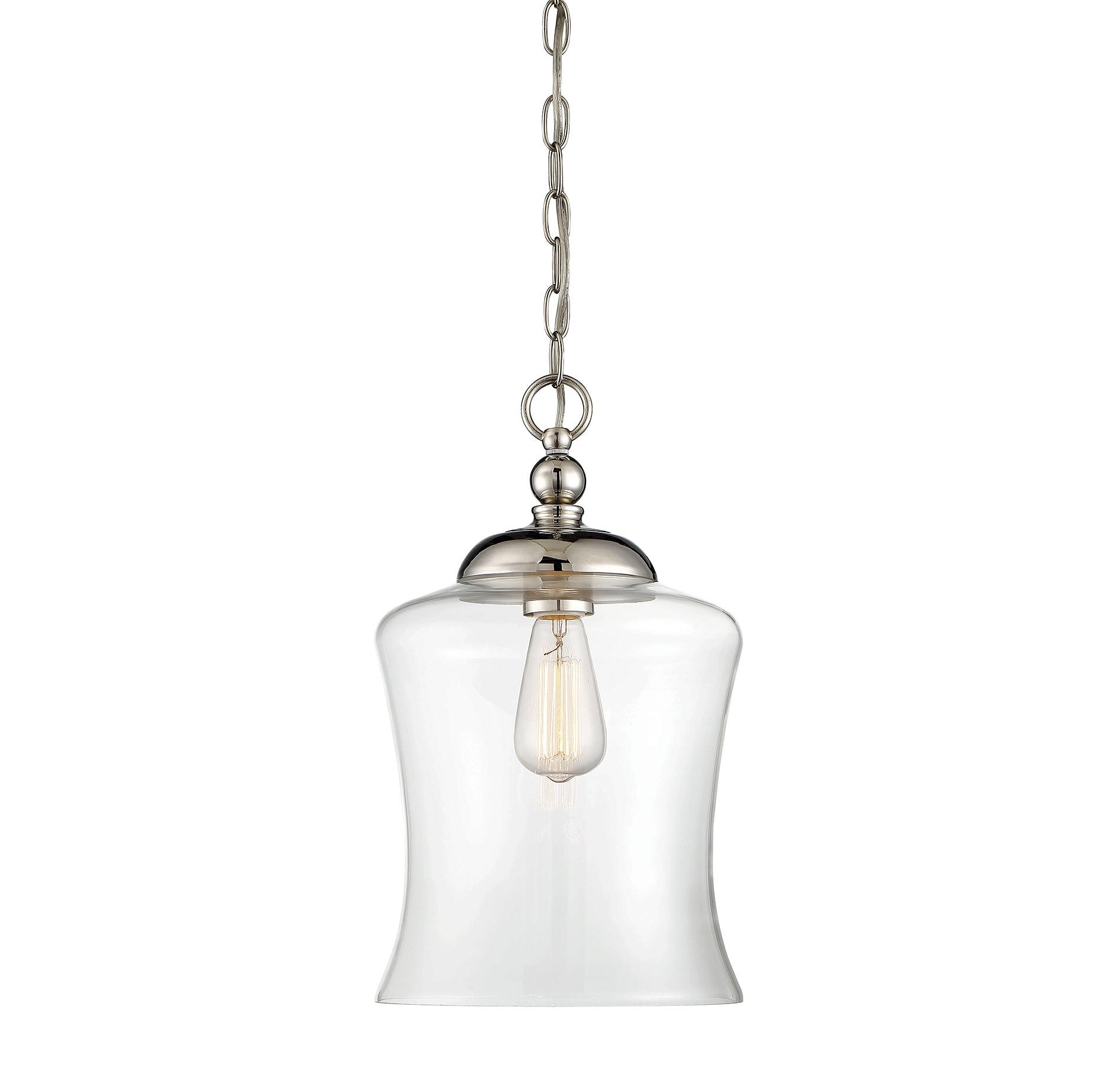 Savoy Elegance 1-Light Polished Nickel Mini Pendant with Clear Glass Shade