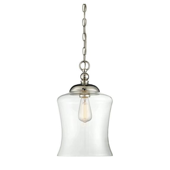 1 Light Mini Pendant in Polished Nickel by Meridian Lighting M70019PN