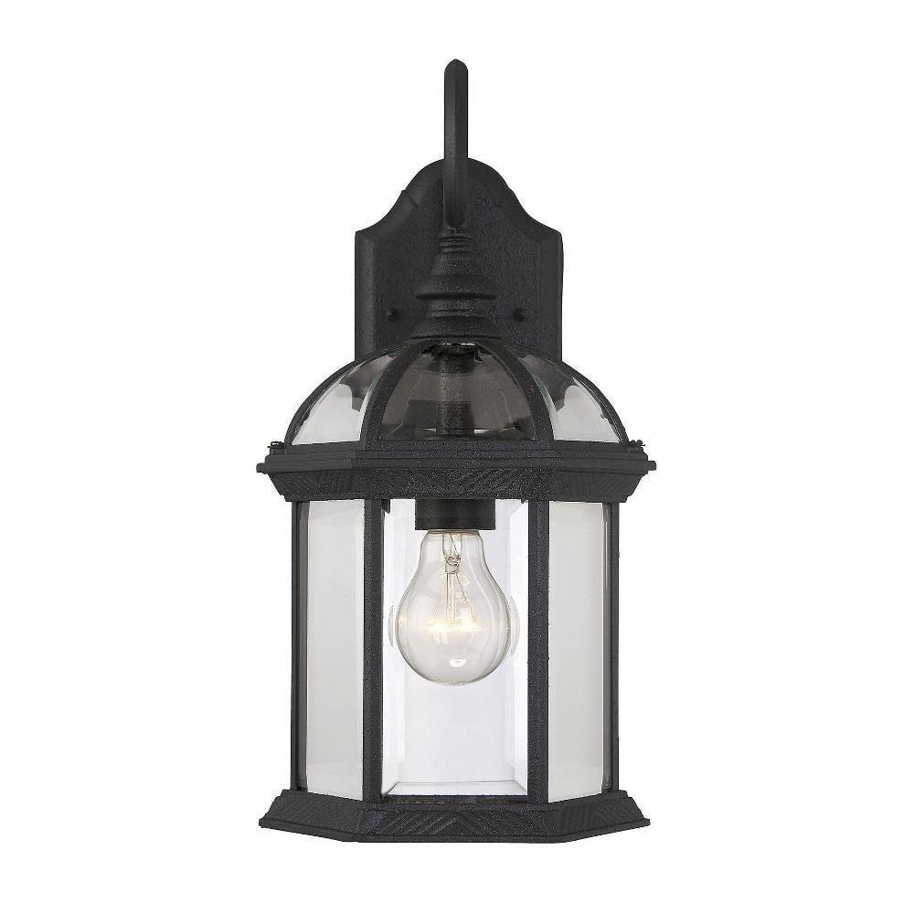 Textured Black Mission Style Outdoor Wall Lantern