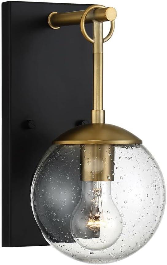 1 Light Outdoor Wall Lantern in Mid-Century Modern Style-11 Inches Tall and 6 Inches Wide-Oil Rubbed Bronze/Natural Bras