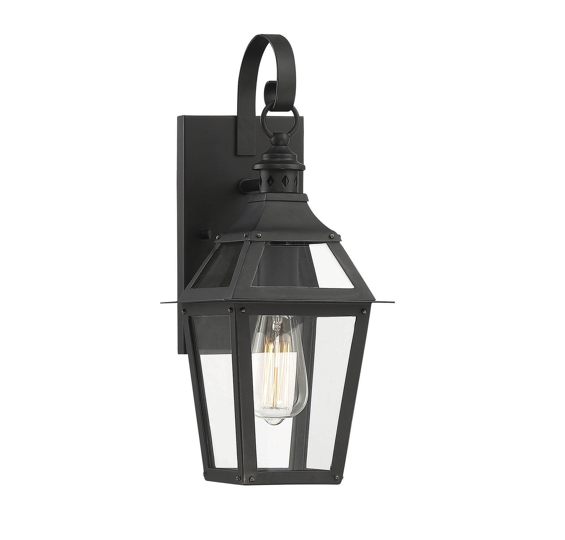Savoy House Jackson 1-Light Outdoor Wall Lantern in Matte Black with Gold Highlights
