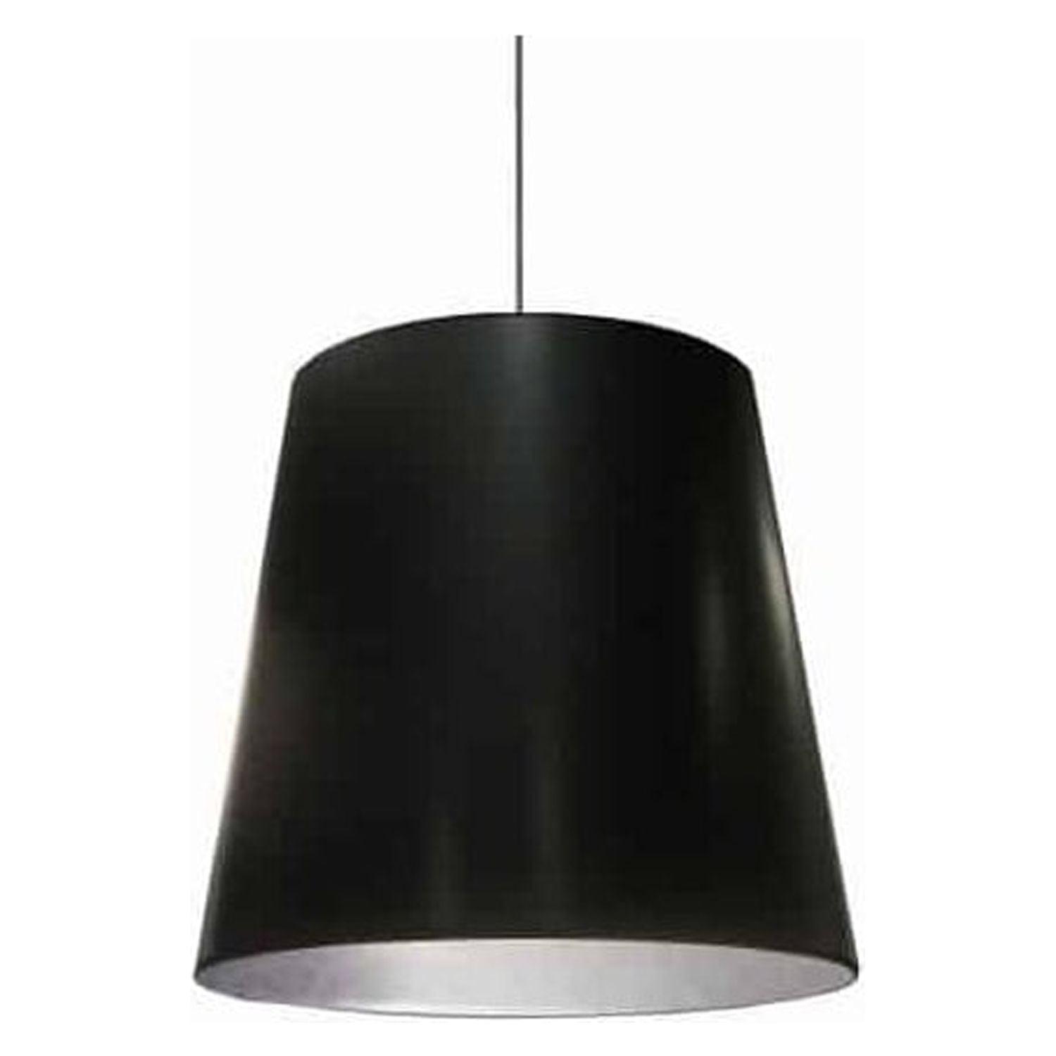 1 Light Oversized Drum Pendant With Shade-Finish:Black On Silver
