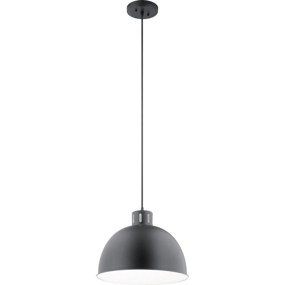 Zailey Transitional Black Glass Bowl Pendant Light