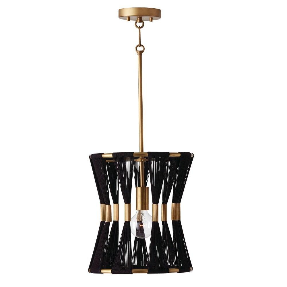 1 Light Pendant-Black Rope/Patinaed Brass Finish Capital Lighting 341111Kp