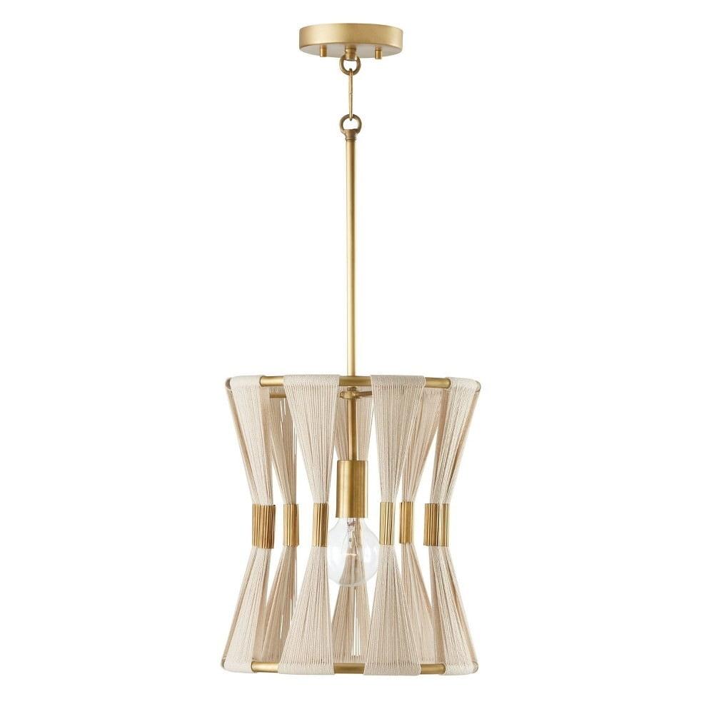 1 Light Pendant-Bleached Natural Rope/Patinaed Brass Finish Capital Lighting 341111Np