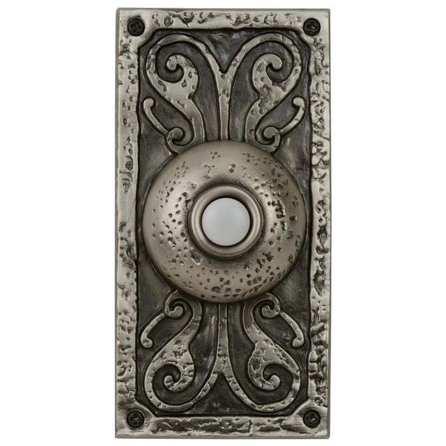 Fleur De Lis Living Pewter Push Button Doorbell