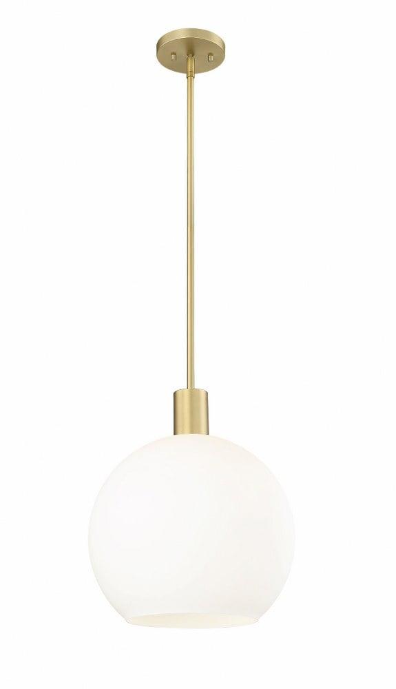 Olde Brass Mid-Century Modern Globe Pendant Light with White Glass