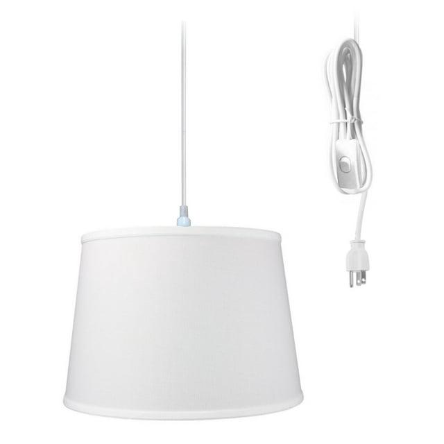 1-Light Plug In Swag Pendant Ceiling Light White Shade 16"w