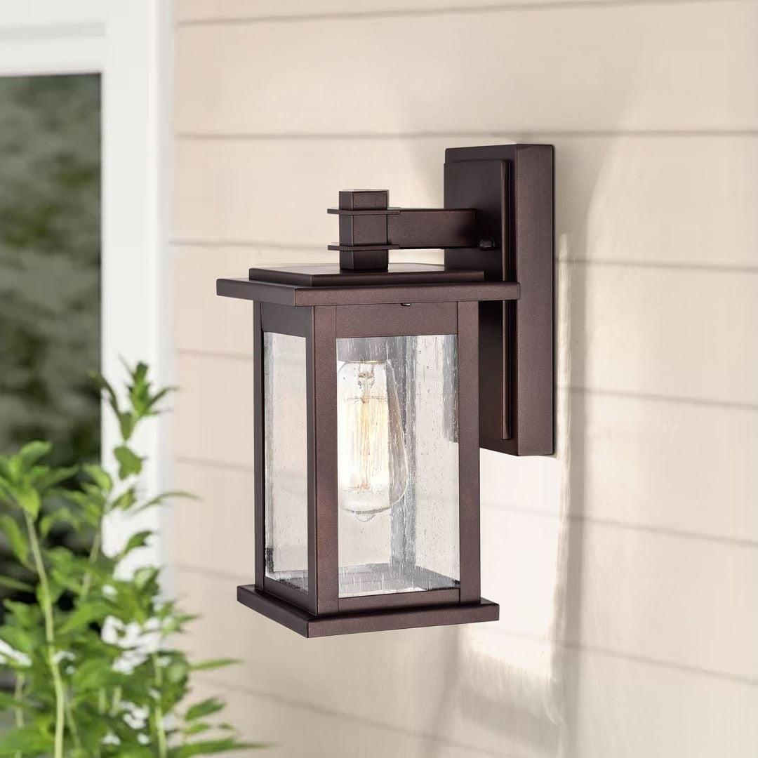 1 Light Transitional Square 12 Inch Outdoor Wall Lantern Oil Rubbed Bronze Bronze Oil Rubbed