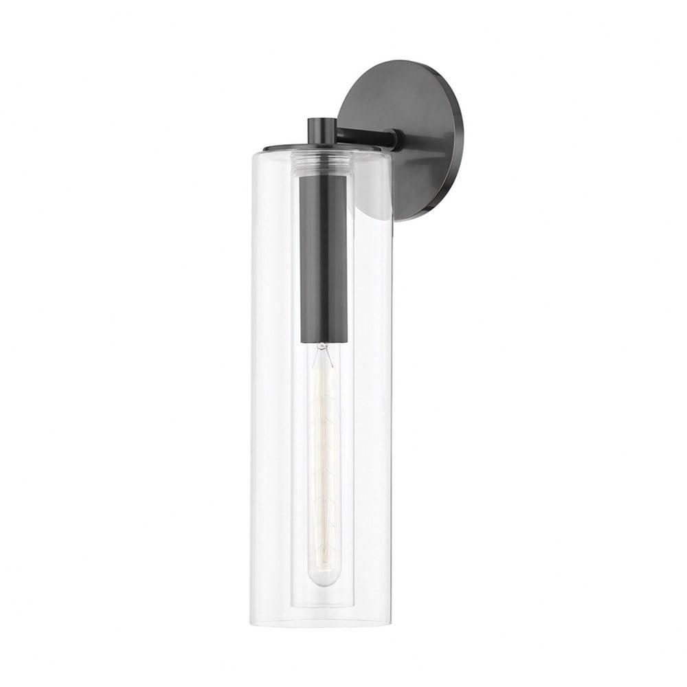 Belinda Modern Old Bronze Cylinder Wall Sconce with Clear Glass