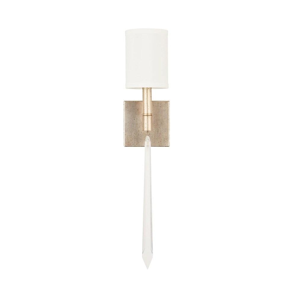 Elegant Winter Gold 1-Light Wall Sconce with White Fabric Shade