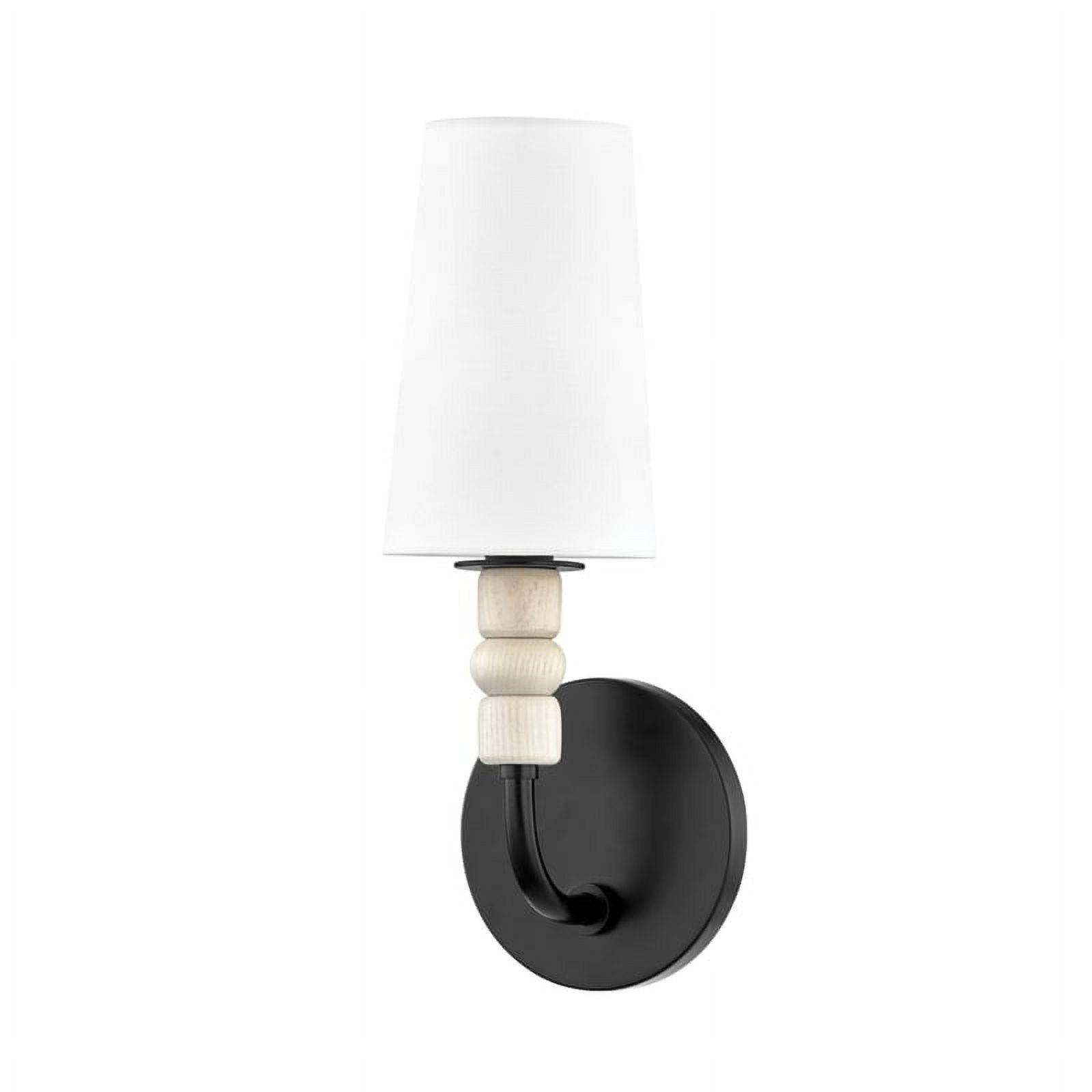 Casey Soft Black Wall Sconce with Belgian Linen Shade