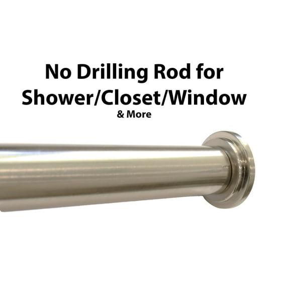 1" No Drilling Shower Closet Window Tension Rod, Heavy Duty, 42"-72", Brushed/Stainless Steel