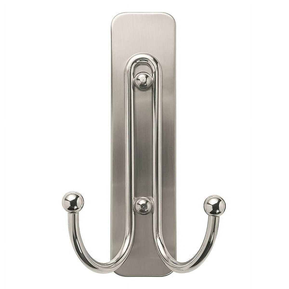 Large Brushed Nickel Double Hook with Adhesive Strip