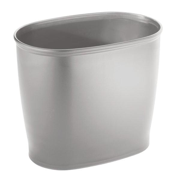 Silver Oval Plastic Wastebasket Trash Can